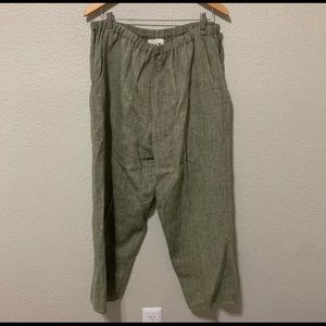 Olive linen FLAX pants size M
